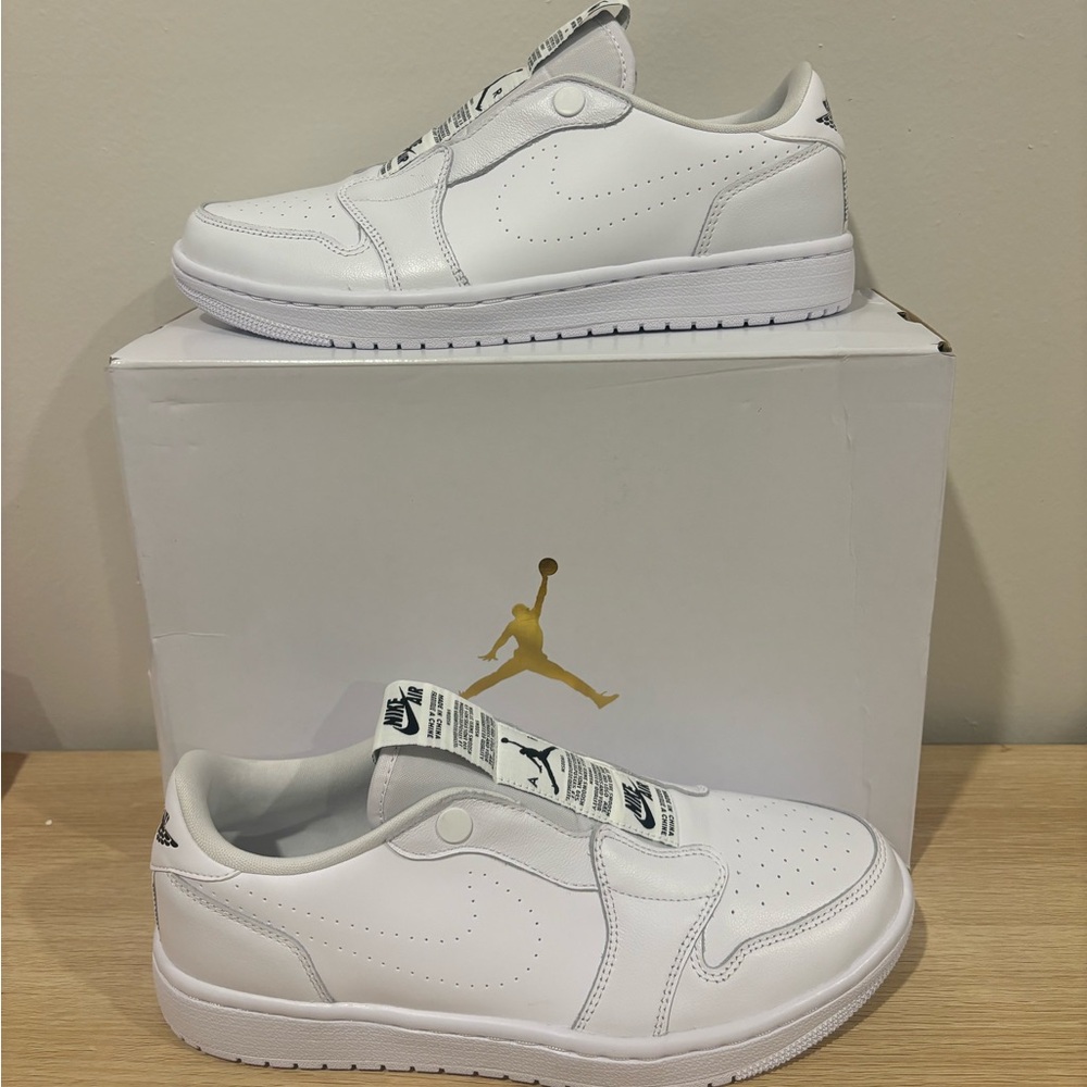 Jordan White Sleek Leather Sneakers